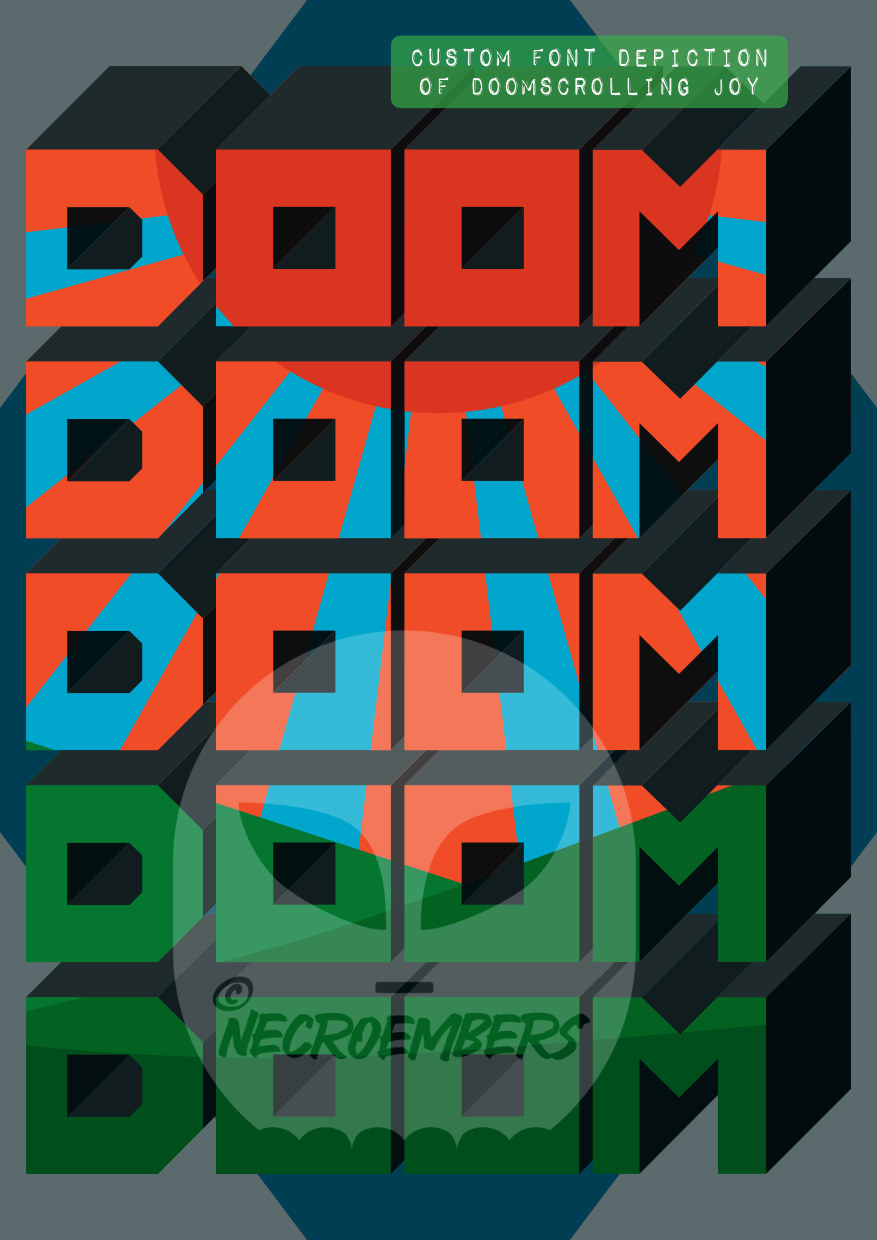 a cube font depiction of doomscrolling